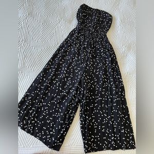 silence + noise strapless polka dot jumpsuit